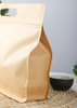 Wholesale brown kraft paper food packaging kraft flat bottom bags with window and handles for tea nut snack