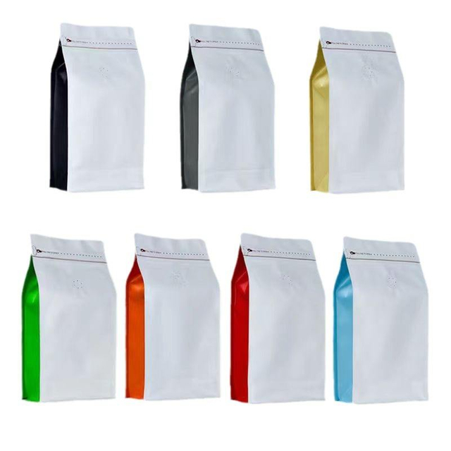 Food Grade Custom Ziplock Pouch Bag Aluminum Foil Stand Up Pouch Packaging Resealable Matt Square Coffee Bag With Valve
