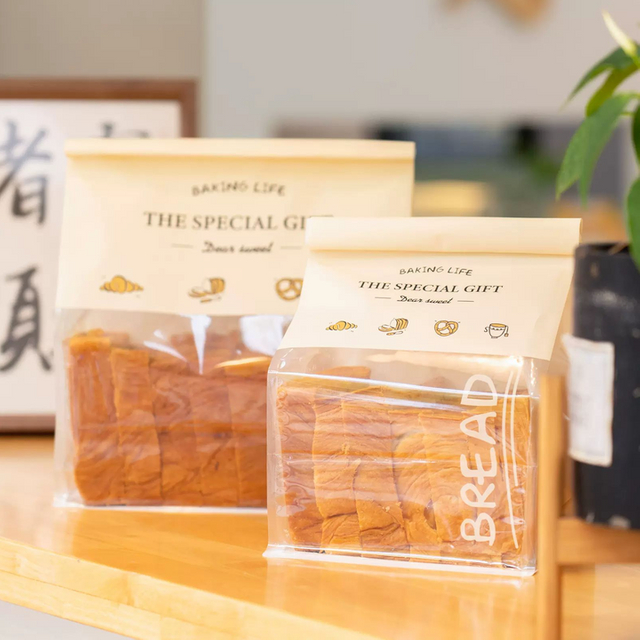 Custom Kraft Paper Bread Bags with Transparent Window Food Packaging Storage Bakery Bag Toast Bread Packaging