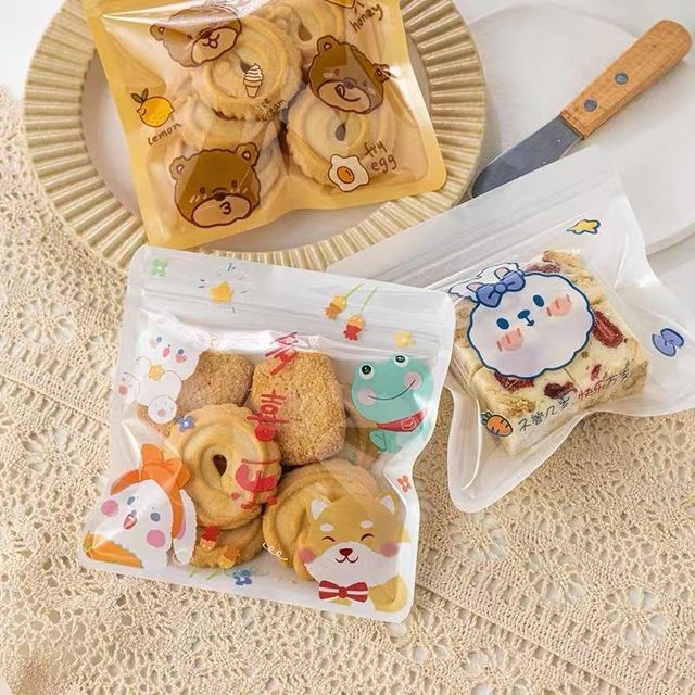 In stock & custom cartoon one side transparent small cute ziplock plastic doypack bag