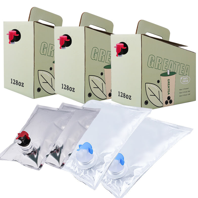 Custom print water juice liquid wine butterfly valve disposable shop coffee dispenser juice oil bag in box