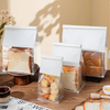 Eco Friendly Kraft Paper White Bread Packaging Bags Tin Tie Reusable Toast Bakery Bag with Window