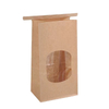Custom eco friendly Plastic PVC Food Nuts Biscuits Brown Paper Flat Bottom Pouch Tin Tie Tab Lock Bread Bag with Window