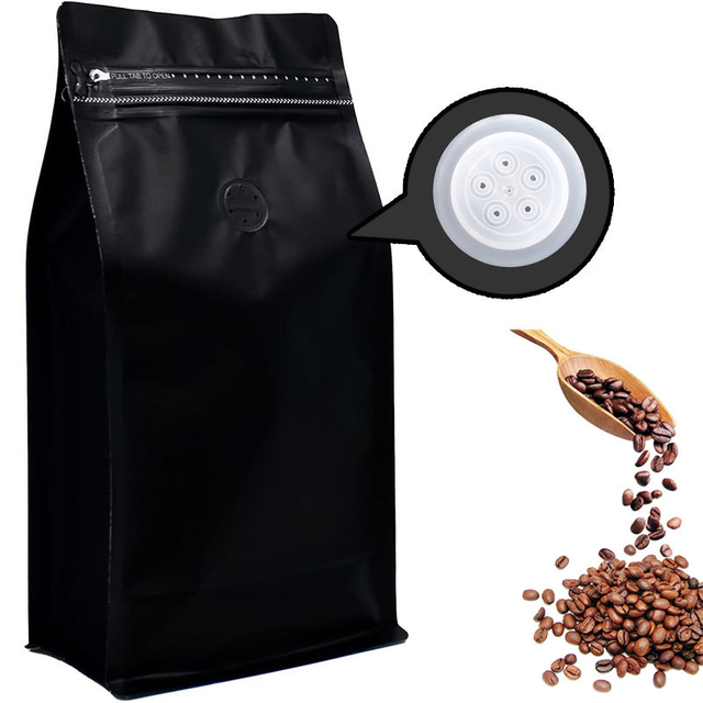 100g 1kg 8/12/16 oz Private Label Black Aluminum Foil Plastic Flat Bottom 5 lb Coffee Packaging Bags Pouch with Valve and Zipper