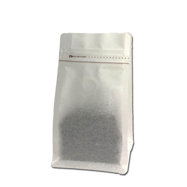Custom Empty Flat Bottom Coffee Bag Packaging Transparent Coffee Bags Frosted Clear Coffee Bag