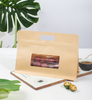 Wholesale brown kraft paper food packaging kraft flat bottom bags with window and handles for tea nut snack