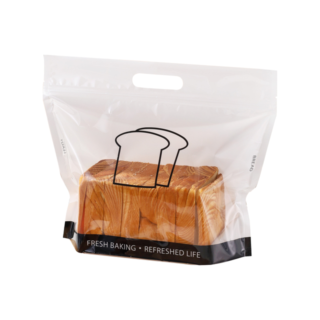 Custom Printing Bread Packaging Bags Toast Bread Loaf Zipper Reusable Bakery Bag with Clear Window