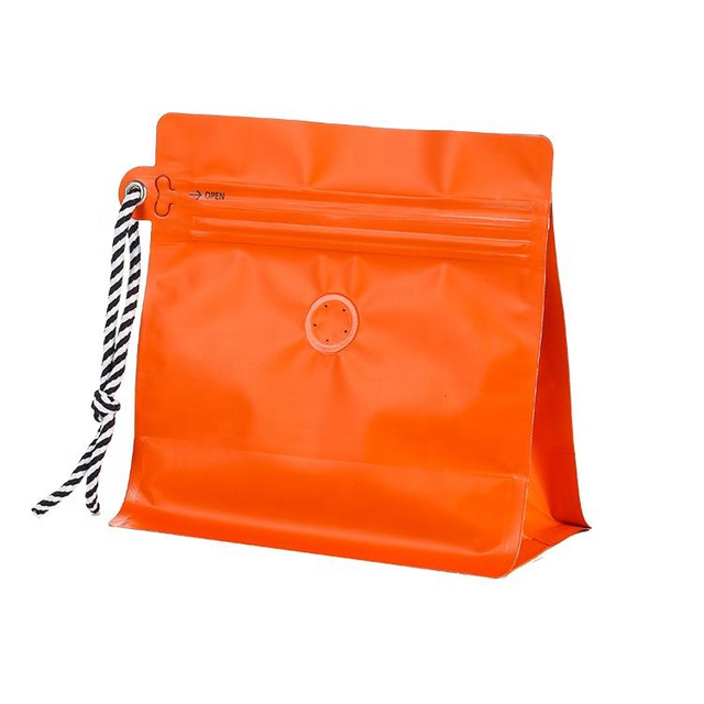 Custom Printing VMPET frosted zipper bags coffee bags flat bottom small coffee bag with valve
