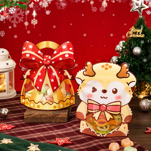 Christmas Cookie Candy Resealable Special Shaped Bag Plastic Packaging Stand Up Pouch with Zipper and Window