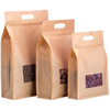 custom gravure bag zipper recyclable paper pouch biscuits packing bags kraft paper square bottom bags with window