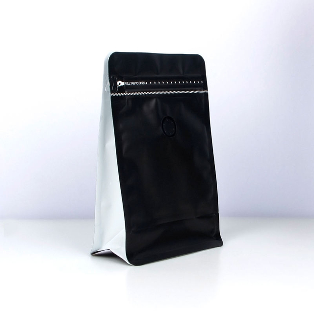 Custom Aluminium Film Repeatable sealing Square Valve Zipper Coffee Beans Bag Side Gusset Flat Bottom Packaging Coffee Bag
