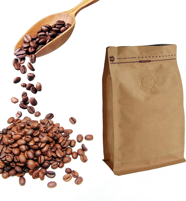 custom coffee bag kraft paper coffee packaging pouch aluminum foil flat bottom bag coffee bags with valve