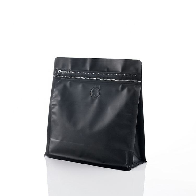 Custom Flat Square Bottom Aluminum Foil Coffee Bean Packaging 250gr Coffee Bags with Valve and Zipper