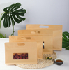 custom gravure bag zipper recyclable paper pouch biscuits packing bags kraft paper square bottom bags with window