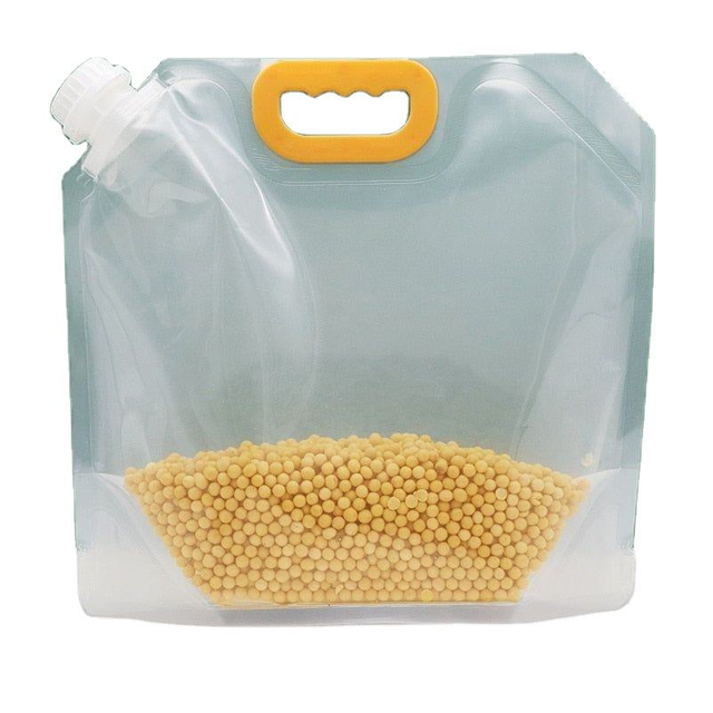 Custom Plastic PVC Portable folding grain bag Outdoor Juice beer Drinking spout pouch self standing spout pouch bag