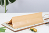 Wholesale brown kraft paper food packaging kraft flat bottom bags with window and handles for tea nut snack