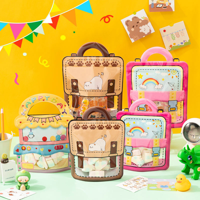 Custom shape mylar bag plastic cute cartoon packaging zipper bags goodies bag plastic pouch for candy